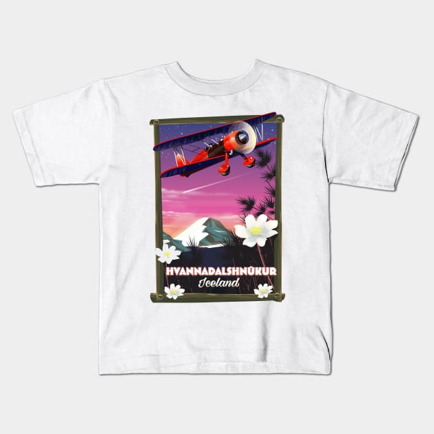 Hvannadalshnúkur Iceland travel poster Kids T-Shirt by nickemporium1